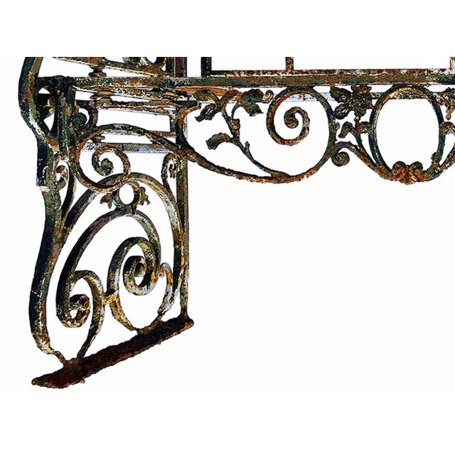 Antique Wrought Iron Garden Bench For Sale - Image 4 of 6