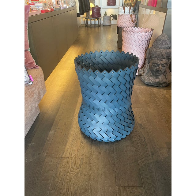 2020s Extra Large Braided Basket Teal For Sale - Image 5 of 5