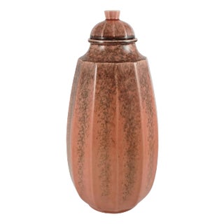 Early 20th Century Art Deco Paul Milet French Sevres Ceramic Tall Lidded Urn Vase For Sale