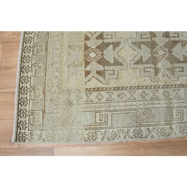 1970s Vintage Handmade Wool Cotton Beige Runner Rug For Sale - Image 11 of 11