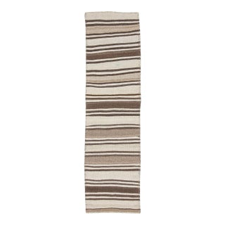 Vintage Neutral Striped Kilim Runner For Sale