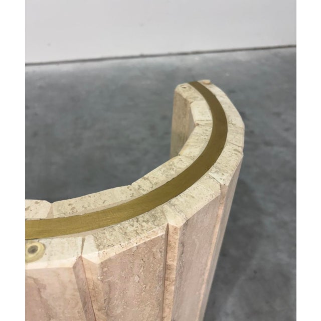 Postmod Italian Marble & Brass Glass Coffee Table For Sale - Image 4 of 10