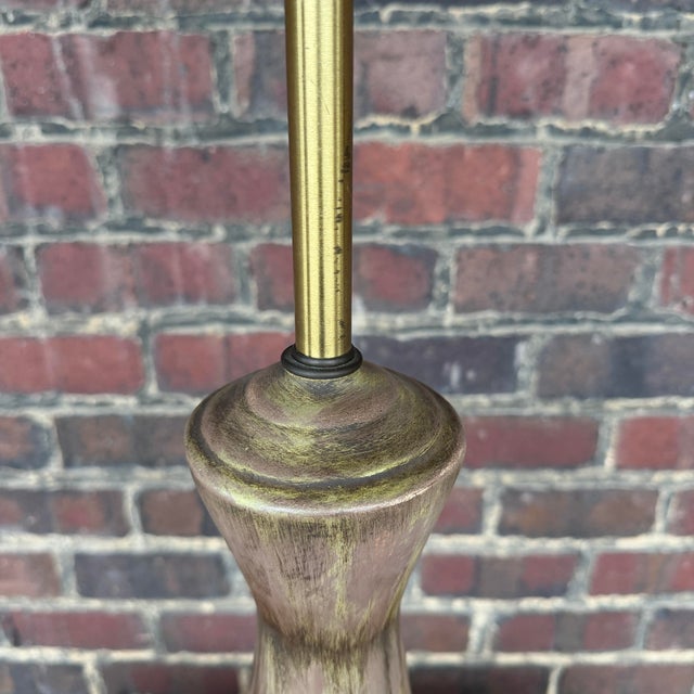 Mid-Century Modern Mid-Century Tapered Ceramic Lamp With Brushed Glaze For Sale - Image 3 of 11