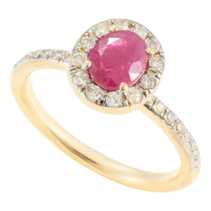 Art Deco Style Ruby Diamond Statement Ring Size 7