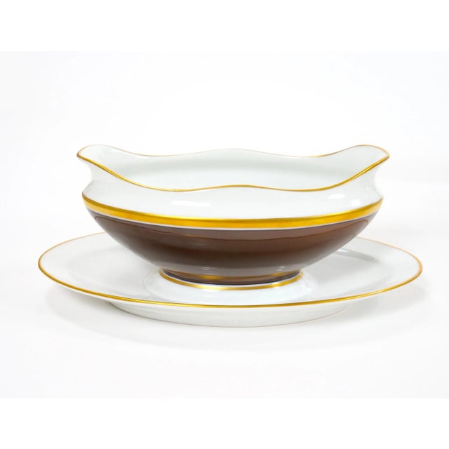 Auburn Richard Ginori Brown & Gold Trimmed Extensive Dinnerware Service of 99 Pieces For Sale - Image 8 of 12