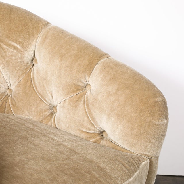 Pair of Mid-Century Biscuit Tufted Mohair Swivel Chairs Signed Milo Baughman For Sale - Image 12 of 12