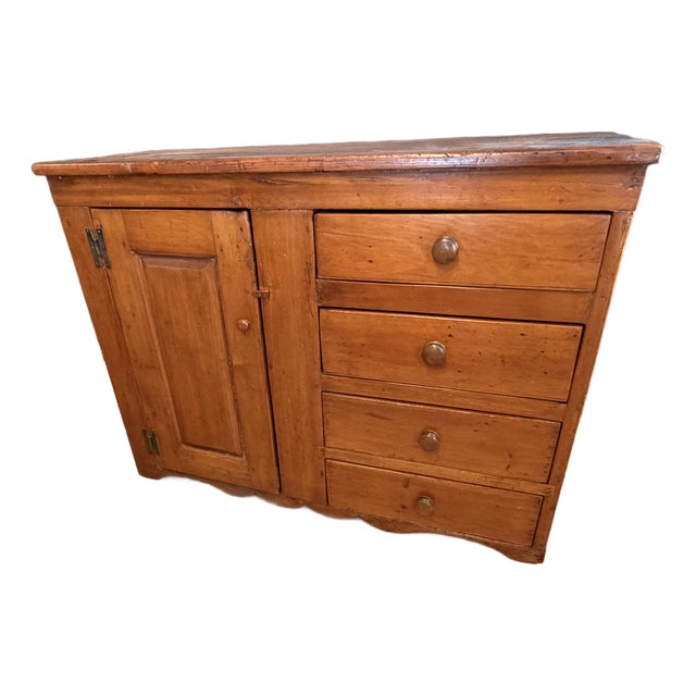 Antique New England Pumpkin Pine Cupboard For Sale