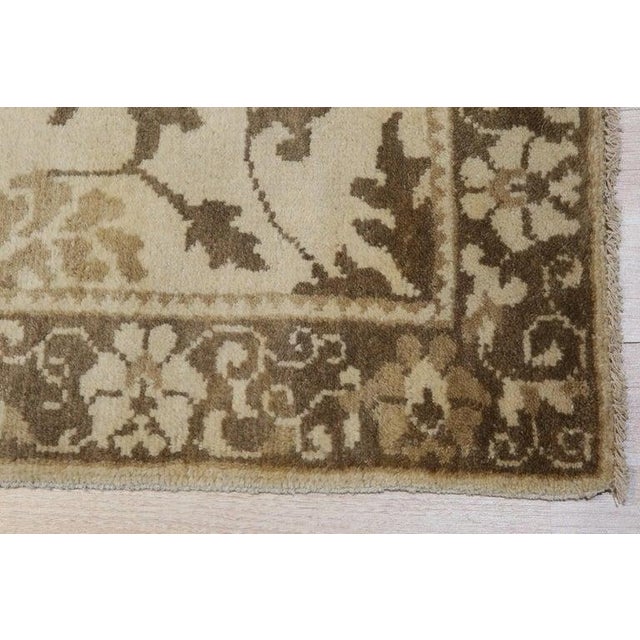 3x18 Ivory Hand-Knotted Wool Floral Scrollwork Geometric Modern Carpet Rug For Sale In New York - Image 6 of 10
