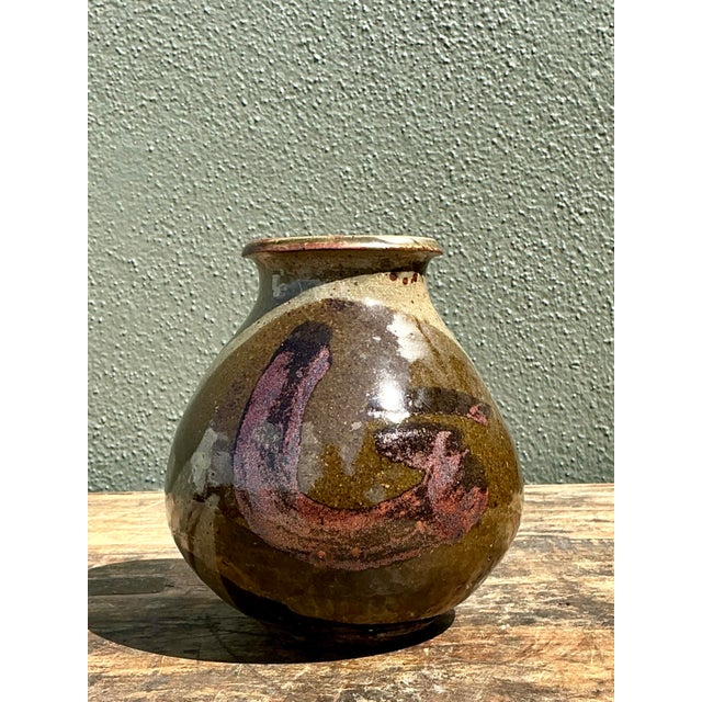 Ceramic Vintage Original Studio Pottery Swirl Vase For Sale - Image 7 of 12
