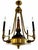 This is a Neoclassical style 4 candelabra lights brass chandelier from 90's. It features a faux-porphyry or marbleized...