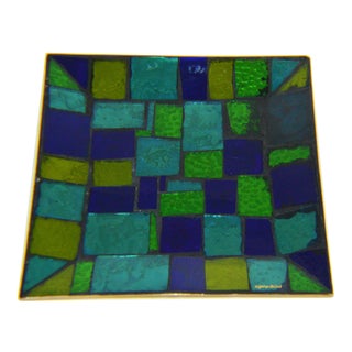 1960s Georges Briard Stained Glass Mosaic Tray For Sale