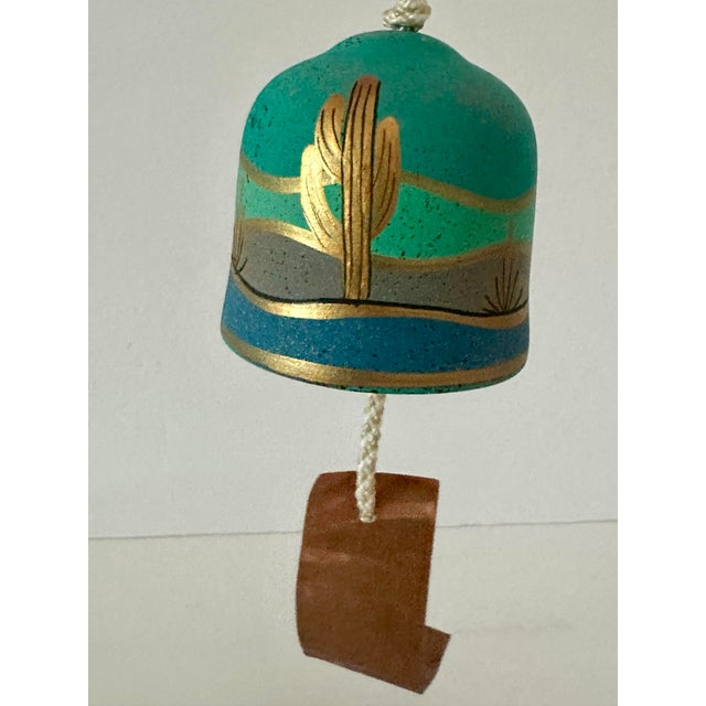 Rustic Vintage 20th Century Hand Painted Southwestern Scenery Wind Chime Bell For Sale - Image 3 of 9