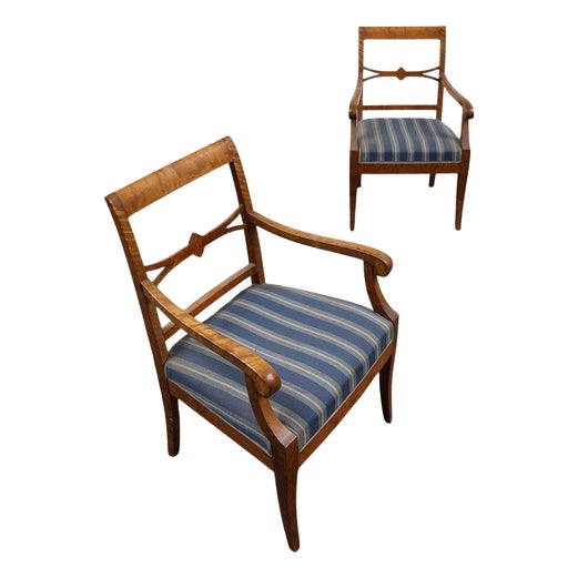 Set of Biedermeier Swedish Carver Chairs in Golden Birch, 1920s For Sale