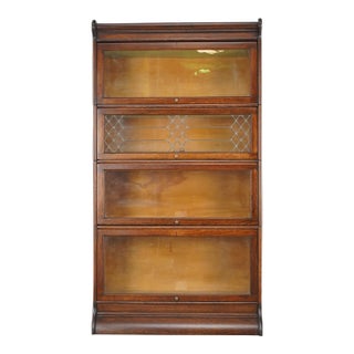 Antique Four Section Oak Humphrey Barrister Bookcase For Sale