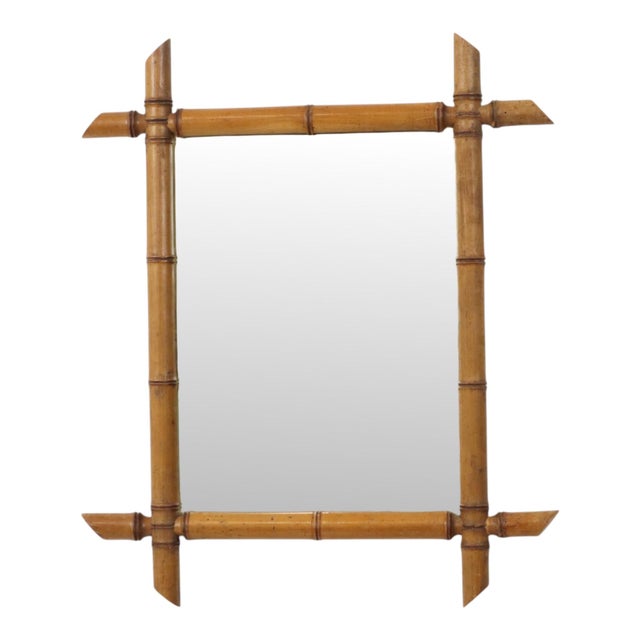 French Chinoiserie Faux Bamboo Mirror in Wood, 1920s For Sale - Image 18 of 18