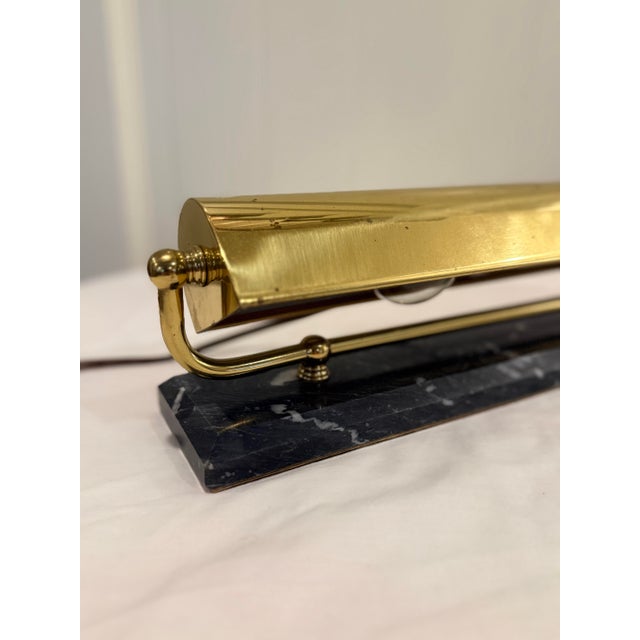 Metal Vintage House of Troy Brass Piano Lamp With Marble Base For Sale - Image 7 of 12
