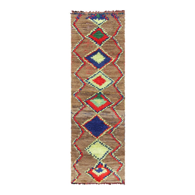Vintage Moroccan Runner Rug With Colorful Geometric Medallions - Rug & Kilim For Sale