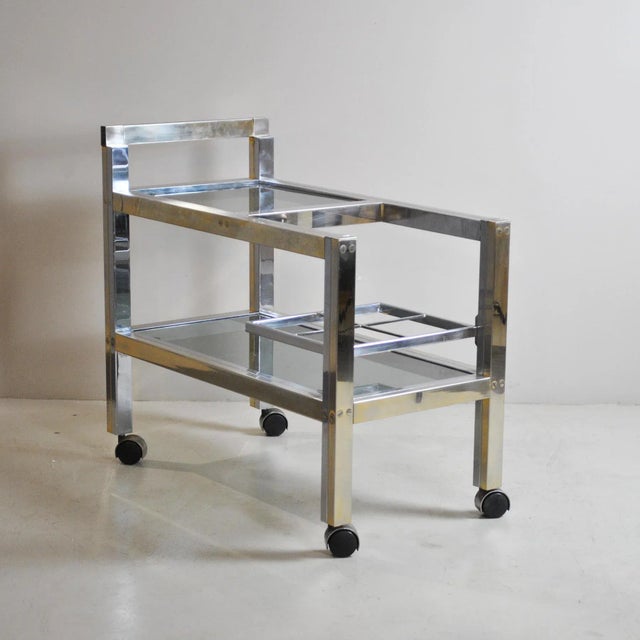 Brass and Steel, Smoked Glass Shelves Liqueurs Bottle Trolley, 1970s For Sale - Image 6 of 9