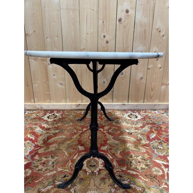 Antique Bistro Table in White Marble and Cast Iron, 1890s For Sale - Image 6 of 8