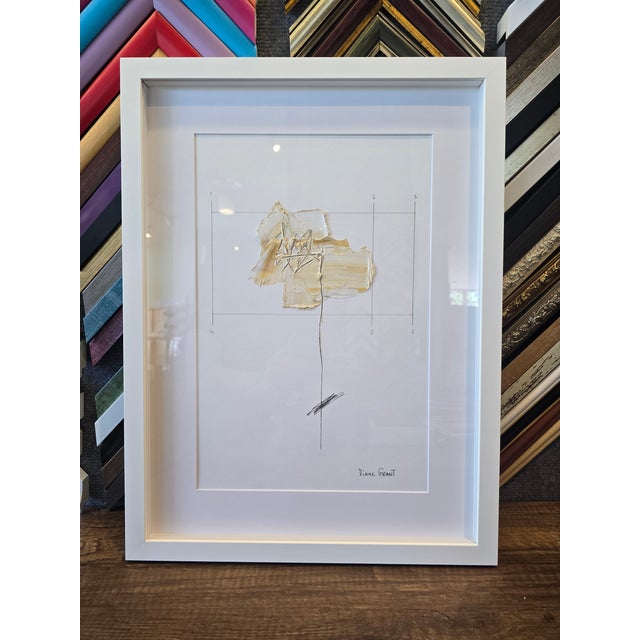Contemporary Framed Organic Modern Minimalist Flower Study | Botanical Painting | Herbarium Wall Art For Sale - Image 3 of 4