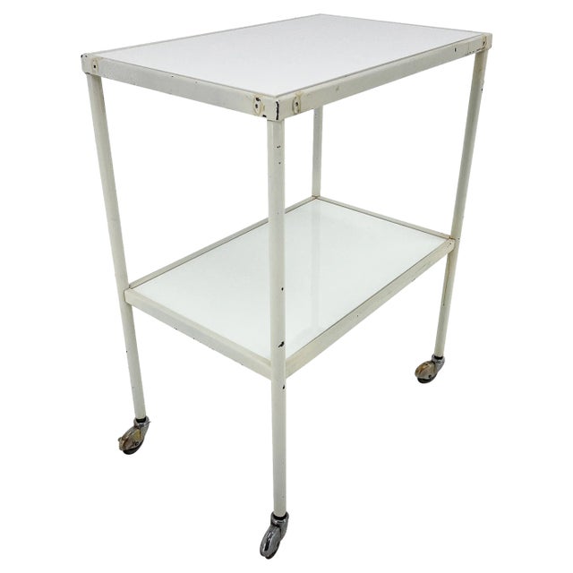 Trolley on Wheels with Opaxite Glass, 1950s For Sale