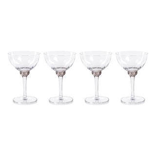 Cambrai Martini / Cocktail Optic Glasses, Set of 4, Smoky Gray For Sale