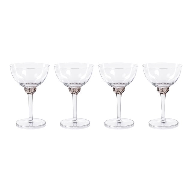 Cambrai Martini / Cocktail Optic Glasses, Set of 4, Smoky Gray For Sale