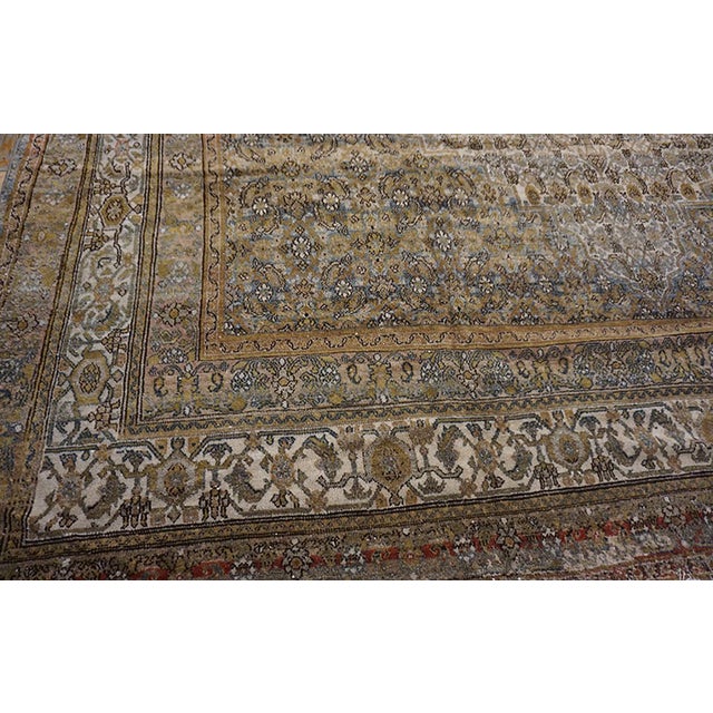 Authentic Antique Persian Bibikabad Rug in a Ivory Background With Medallion Design For Sale - Image 4 of 7