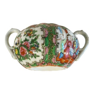 Antique Chinese Export Porcelain Rose Medallion Sugar Pot For Sale