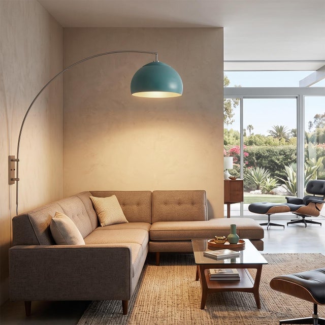 The Half Dome Wall Mounted Arc Lamp is a modern lighting masterpiece with a satin nickel steel frame, designed by Peter...