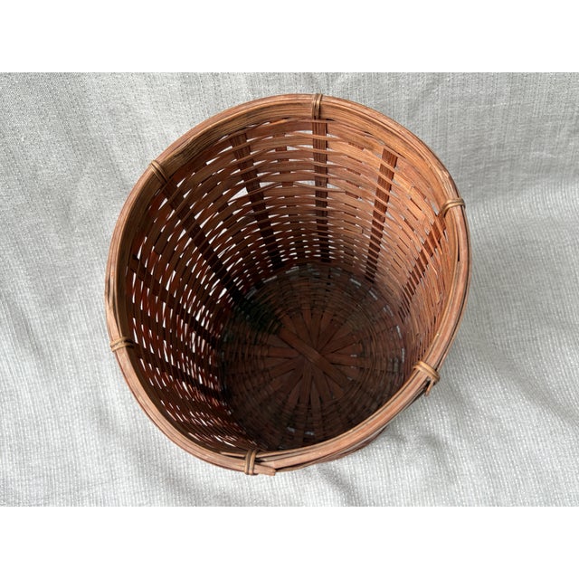 Mid 20th Century Vintage Bamboo Waste Basket For Sale - Image 5 of 13