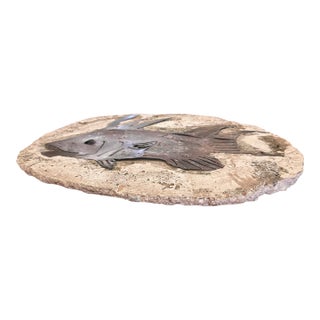 Title: Architectural Coastal Brutalist Metal & Concrete Fish Sculpture For Sale