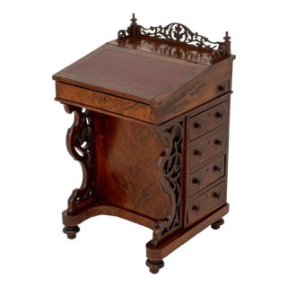 Victorian Burl Walnut Davenport Desk, 19th C. For Sale