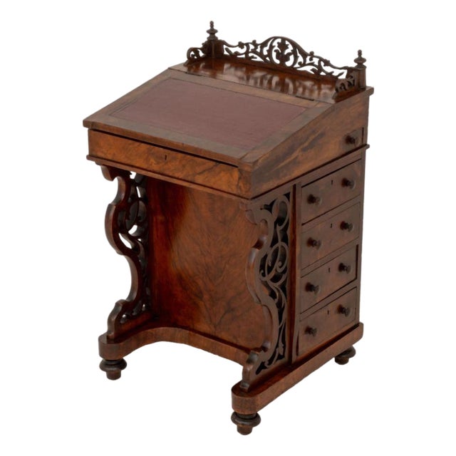 Victorian Burl Walnut Davenport Desk, 19th C. For Sale
