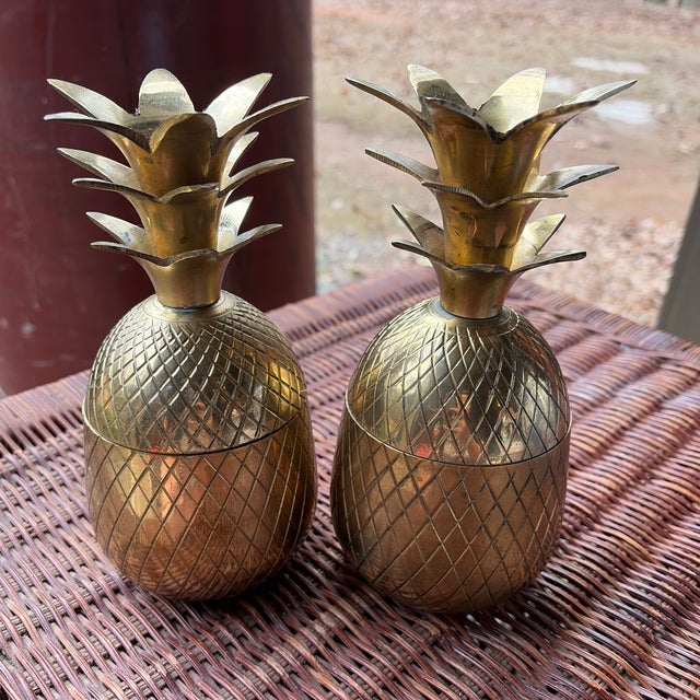 Mid 20th Century Pair of Pineapple Boxes / Canisters/Candlestick Holders For Sale - Image 5 of 6