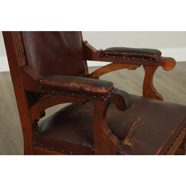 Antique Victorian Oak High Back Masonic Armchairs - A Pair For Sale - Image 9 of 13