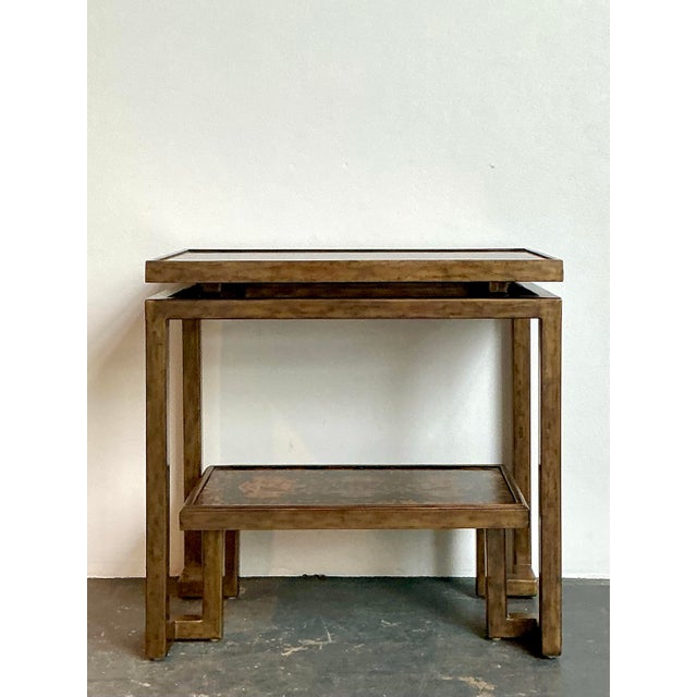 Vintage Burnished Brass Bi-Level Console Table For Sale - Image 9 of 12