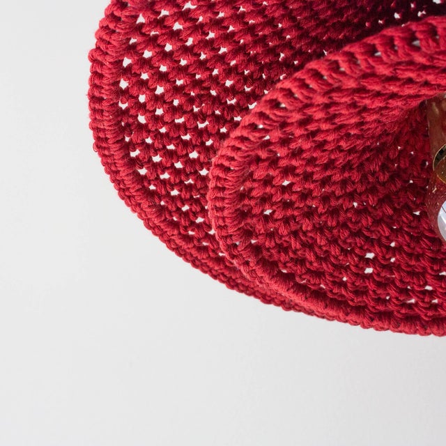Red Small Red Layers Handmade Crochet Lamp by Com Raiz For Sale - Image 8 of 12