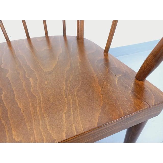 Tan Vintage Eventail Armchair in Wood from Baumann, 1960s For Sale - Image 8 of 18