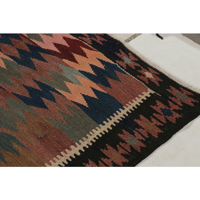 Rug & Kilim Vintage Persian Kilim Rug in Beige-Brown, Pink and Blue Tribal Geometric Pattern For Sale - Image 4 of 6