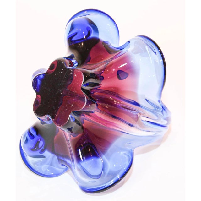 Murano Art Glass Cobalt Blue Basket With Handle 1970s Italy For Sale - Image 10 of 13