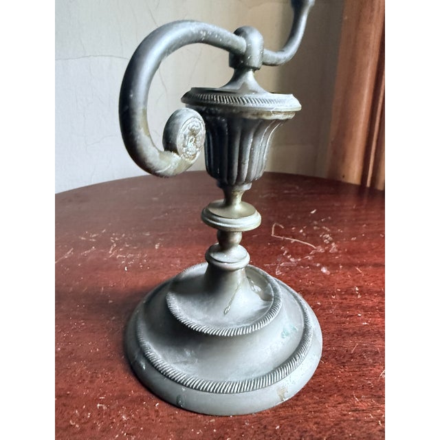 Early 20th Century Asymtetrical Pewter Candlestick Holder For Sale - Image 10 of 13