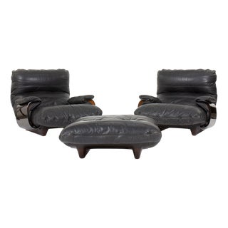 Marsala Armchairs and Ottoman by Michel Ducaroy for Ligne Roset, 1970s, Set of 3 For Sale