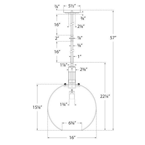 Visual Comfort Thomas O'Brien for Visual Comfort Signature Gable Large Globe Pendant in Polished Nickel with Clear Glass For Sale - Image 4 of 4