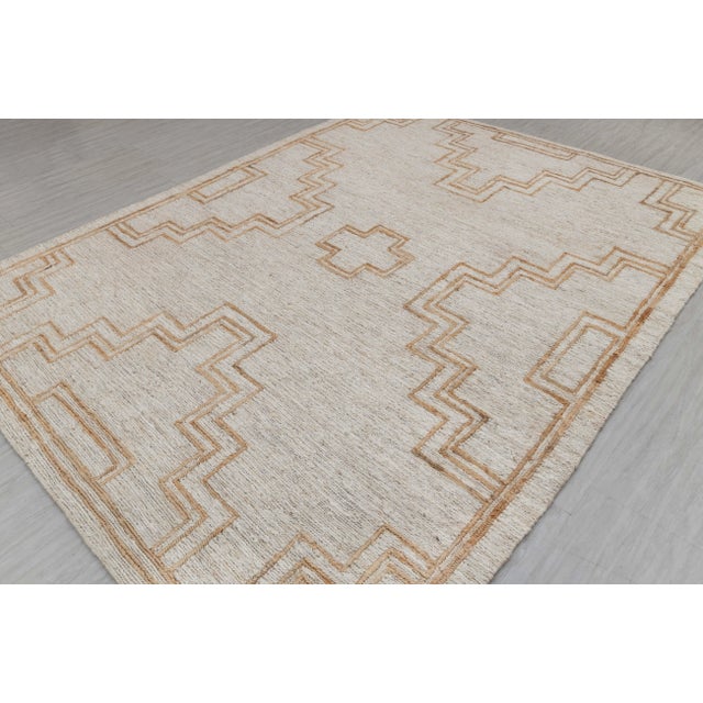 8x10Ft. Natural Jute Cream Taureg Inspired Soumek Jute Hand Woven Rug For Sale - Image 6 of 12