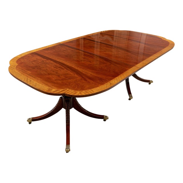 Vintage Baker Double Pedestal Extension Dining Table For Sale