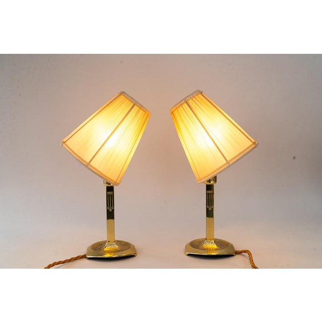 Vintage Art Deco Table Lamps with Fabric Shades, 1920s, Set of 2 For Sale - Image 3 of 16