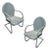 Mid-Century Steel Round Streamline Springer Patio Outdoor Lounge Chair, Pair For Sale