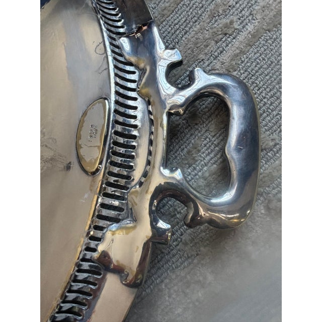 Monumental Silver Plate Reticulated Tray For Sale - Image 13 of 16