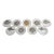 Vintage Fitz and Floyd Porcelain Gold and Silver Gilded Shell and Fish Desert or Appetizer Plates Set of 9 For Sale